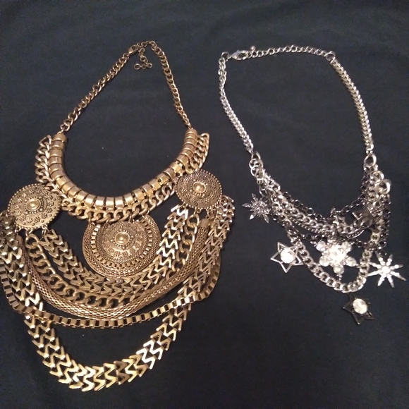 Jewelry - 2 large multichain/ multipendant statement necklaces
